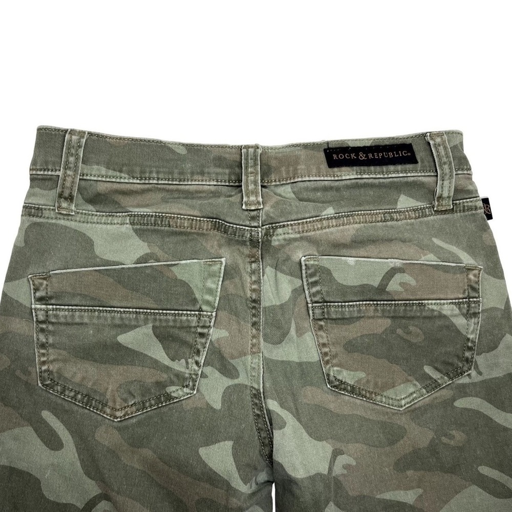 Rock & Republic‎ Kashmiere Skinny Jeans Womens 4M Olive Green Camouflage Moto - Picture 4 of 5